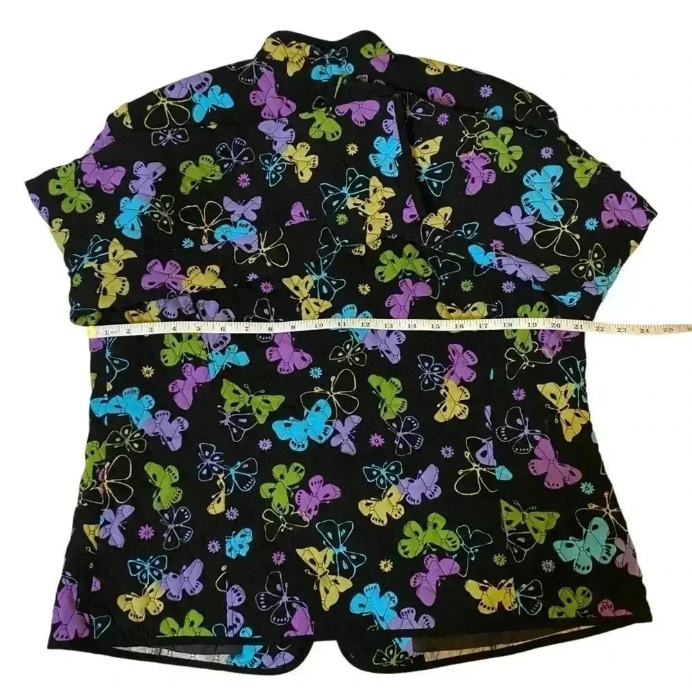 VGT Y2K REQUIREMENTS Women's Black Quilted Embroidered Butterfly Jacket Coat XL - Picture 12 of 14